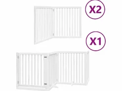 New Clicnbuy Puerta de perros plegable 8 paneles madera álamo blanca 640 cm Blanco