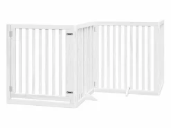 New Clicnbuy Puerta de perros plegable 8 paneles madera álamo blanca 640 cm Blanco
