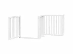 New Clicnbuy Puerta de perros plegable 8 paneles madera álamo blanca 640 cm Blanco