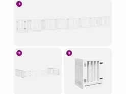 Sale Clicnbuy Puerta de perros plegable 15 paneles madera álamo blanca 750 cm Blanco