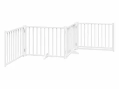 Outlet Puerta de perros plegable 4 paneles madera abeto 320 cm Seguridad Para Mascotas