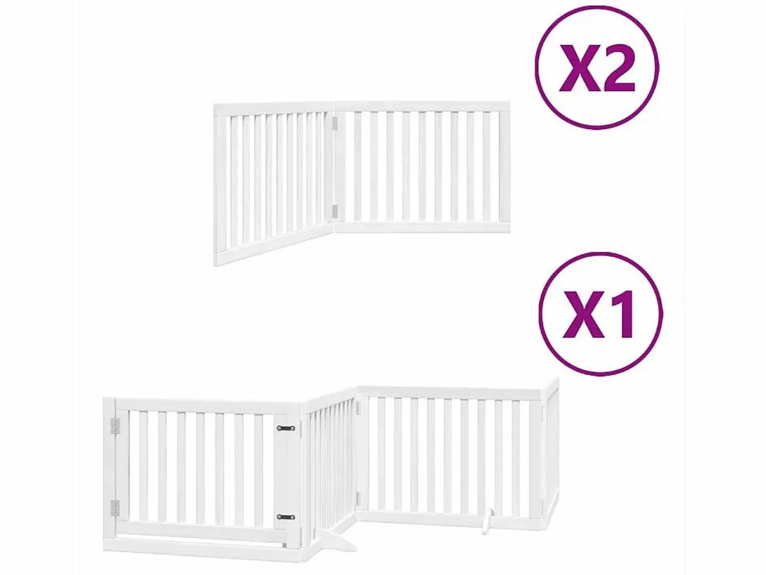 Clearance Clicnbuy Puerta de perros plegable 8 paneles madera álamo blanca 640 cm Blanco