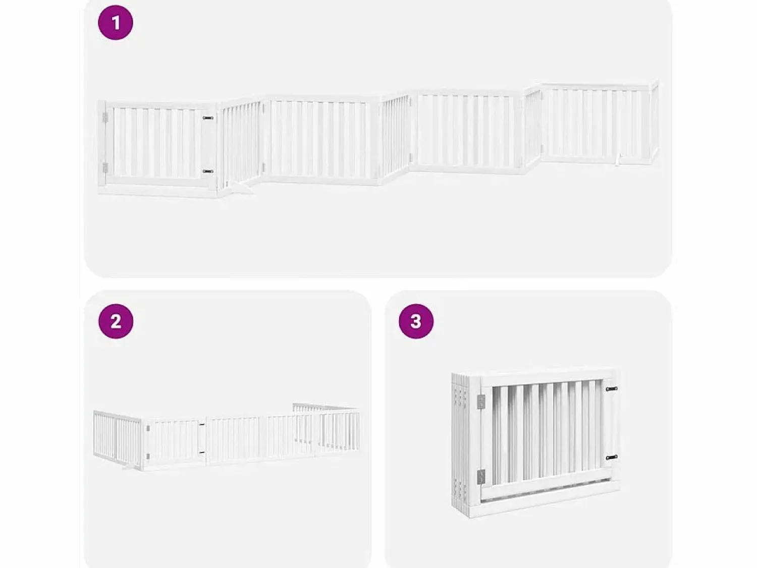 Clearance Clicnbuy Puerta de perros plegable 8 paneles madera álamo blanca 640 cm Blanco