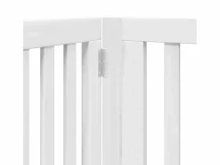 Clearance Clicnbuy Puerta de perros plegable 8 paneles madera álamo blanca 640 cm Blanco