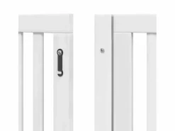 Clearance Clicnbuy Puerta de perros plegable 8 paneles madera álamo blanca 640 cm Blanco