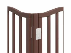 Clicnbuy Puerta de perros plegable 9 paneles madera álamo marrón 450 cm