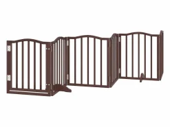 Puerta de perros plegable 12 paneles madera álamo marrón 600 cm Seguridad Para Mascotas