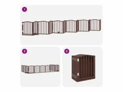 Puerta de perros plegable 12 paneles madera álamo marrón 600 cm Seguridad Para Mascotas
