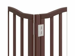 Puerta de perros plegable 12 paneles madera álamo marrón 600 cm Seguridad Para Mascotas