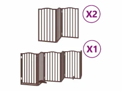 Clicnbuy Puerta de perros plegable 12 paneles madera álamo marrón 600 cm
