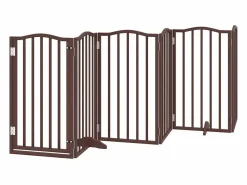 Clicnbuy Puerta de perros plegable 12 paneles madera álamo marrón 600 cm