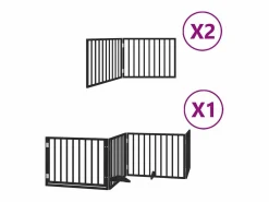 Clicnbuy Puerta de perros plegable 8 paneles madera álamo negra 640 cm