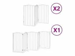 Online Clicnbuy Puerta de perros plegable 12 paneles madera álamo blanca 600 cm Blanco