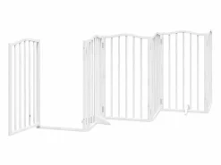 Online Clicnbuy Puerta de perros plegable 12 paneles madera álamo blanca 600 cm Blanco