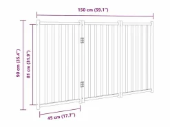 Online Puerta de perros plegable 3 paneles madera abeto 150 cm Seguridad Para Mascotas