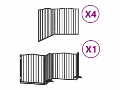 Best Clicnbuy Puerta de perros plegable 12 paneles madera álamo negra 960 cm Negro
