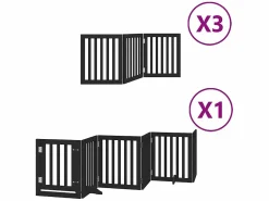 Hot Clicnbuy Puerta de perros plegable 15 paneles madera álamo negra 750 cm Negro