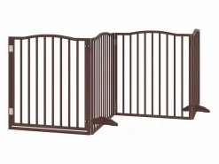 Outlet Clicnbuy Puerta de perros plegable 8 paneles madera álamo marrón 640 cm Marru00f3n