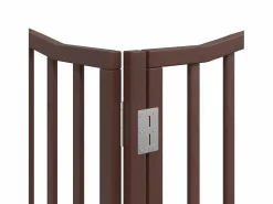 Outlet Clicnbuy Puerta de perros plegable 8 paneles madera álamo marrón 640 cm Marru00f3n