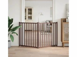 Clicnbuy Puerta de perros plegable 2 paneles madera abeto marrón 160 cm