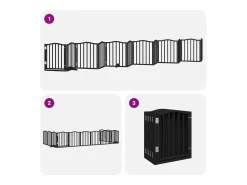 Best Clicnbuy Puerta de perros plegable 12 paneles madera álamo negra 600 cm Negro