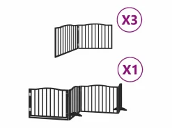 Clicnbuy Puerta de perros plegable 10 paneles madera álamo negra 800 cm