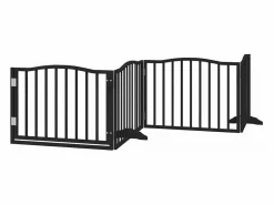 Clicnbuy Puerta de perros plegable 10 paneles madera álamo negra 800 cm
