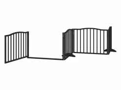 Clicnbuy Puerta de perros plegable 10 paneles madera álamo negra 800 cm