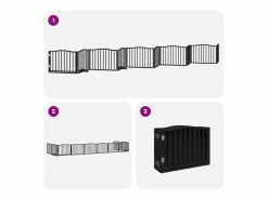 Clicnbuy Puerta de perros plegable 10 paneles madera álamo negra 800 cm