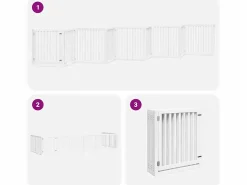 Clicnbuy Puerta de perros plegable 10 paneles madera álamo blanca 800 cm