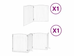 Hot Puerta de perros plegable 6 paneles madera álamo blanca 480 cm Seguridad Para Mascotas