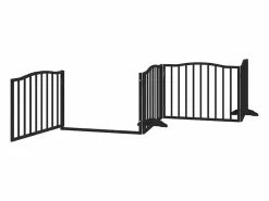 Clicnbuy Puerta de perros plegable 8 paneles madera álamo negra 640 cm