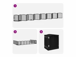 Clicnbuy Puerta de perros plegable 15 paneles madera álamo negra 750 cm