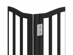 Clicnbuy Puerta de perros plegable 15 paneles madera álamo negra 750 cm