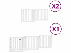Outlet Puerta de perros plegable 12 paneles madera álamo blanca 600 cm Seguridad Para Mascotas