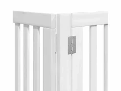 Outlet Puerta de perros plegable 12 paneles madera álamo blanca 600 cm Seguridad Para Mascotas