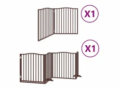 New Clicnbuy Puerta de perros plegable 6 paneles madera álamo marrón 480 cm Marru00f3n