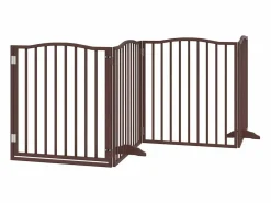 New Clicnbuy Puerta de perros plegable 6 paneles madera álamo marrón 480 cm Marru00f3n