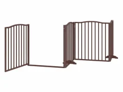 New Clicnbuy Puerta de perros plegable 6 paneles madera álamo marrón 480 cm Marru00f3n