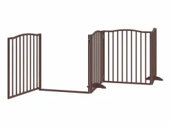Clicnbuy Puerta de perros plegable 12 paneles madera álamo marrón 960 cm Marru00f3n