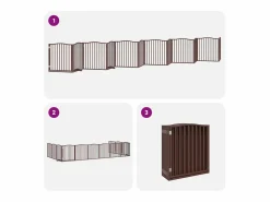 Clicnbuy Puerta de perros plegable 12 paneles madera álamo marrón 960 cm Marru00f3n