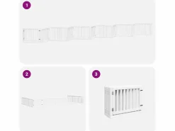 Hot Puerta de perros plegable 12 paneles madera álamo blanca 960 cm Seguridad Para Mascotas