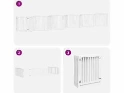 Clicnbuy Puerta de perros plegable 12 paneles madera álamo blanca 960 cm