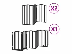 Hot Clicnbuy Puerta de perros plegable 12 paneles madera álamo negra 600 cm Negro