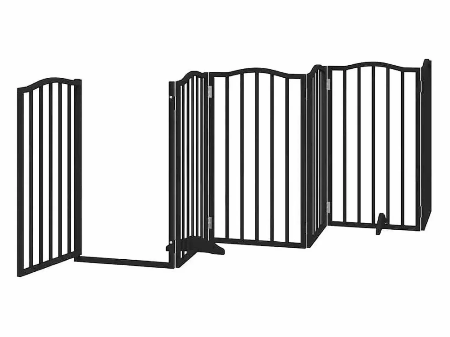 Clicnbuy Puerta de perros plegable 15 paneles madera álamo negra 750 cm