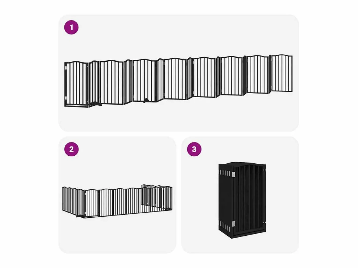 Clicnbuy Puerta de perros plegable 15 paneles madera álamo negra 750 cm