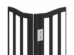 Clicnbuy Puerta de perros plegable 15 paneles madera álamo negra 750 cm