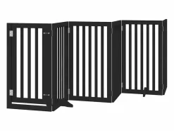 Sale Puerta de perros plegable 12 paneles madera álamo negra 600 cm Seguridad Para Mascotas