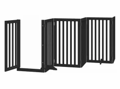 Sale Puerta de perros plegable 12 paneles madera álamo negra 600 cm Seguridad Para Mascotas