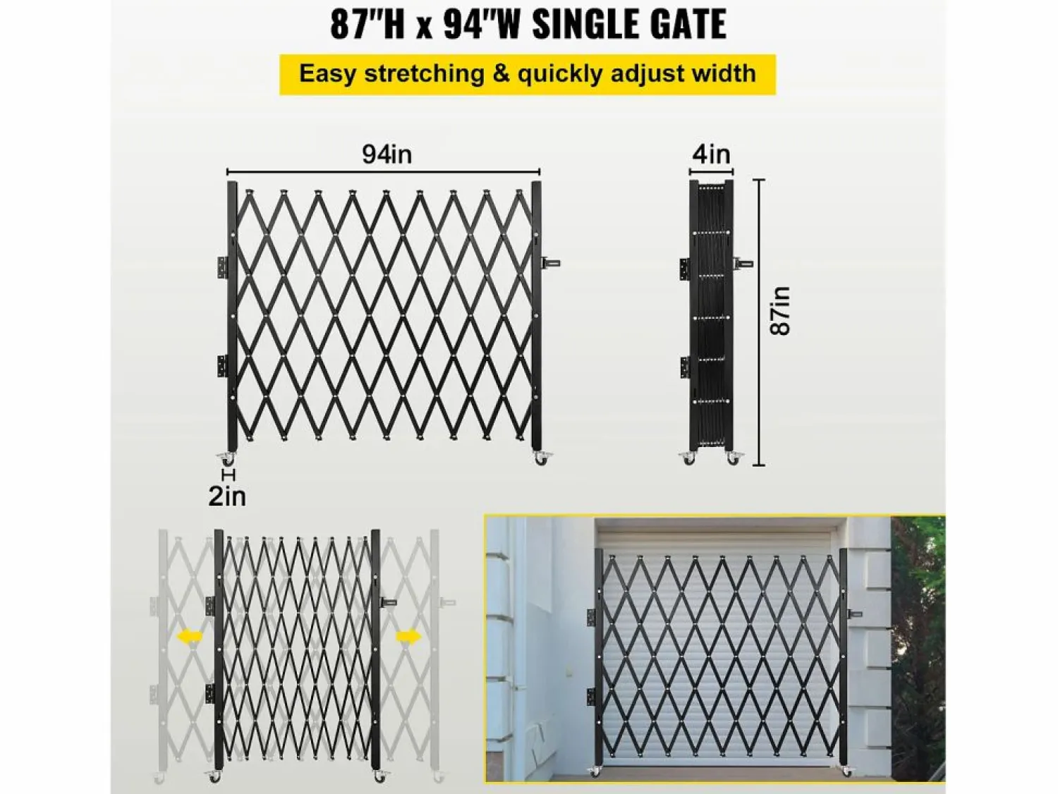 Clearance Puerta de Seguridad Plegable Individual SucceBuy, 18,5 cm de Alto x 21,5 cm de Ancho, Puerta Plegable Puerta De Garaje